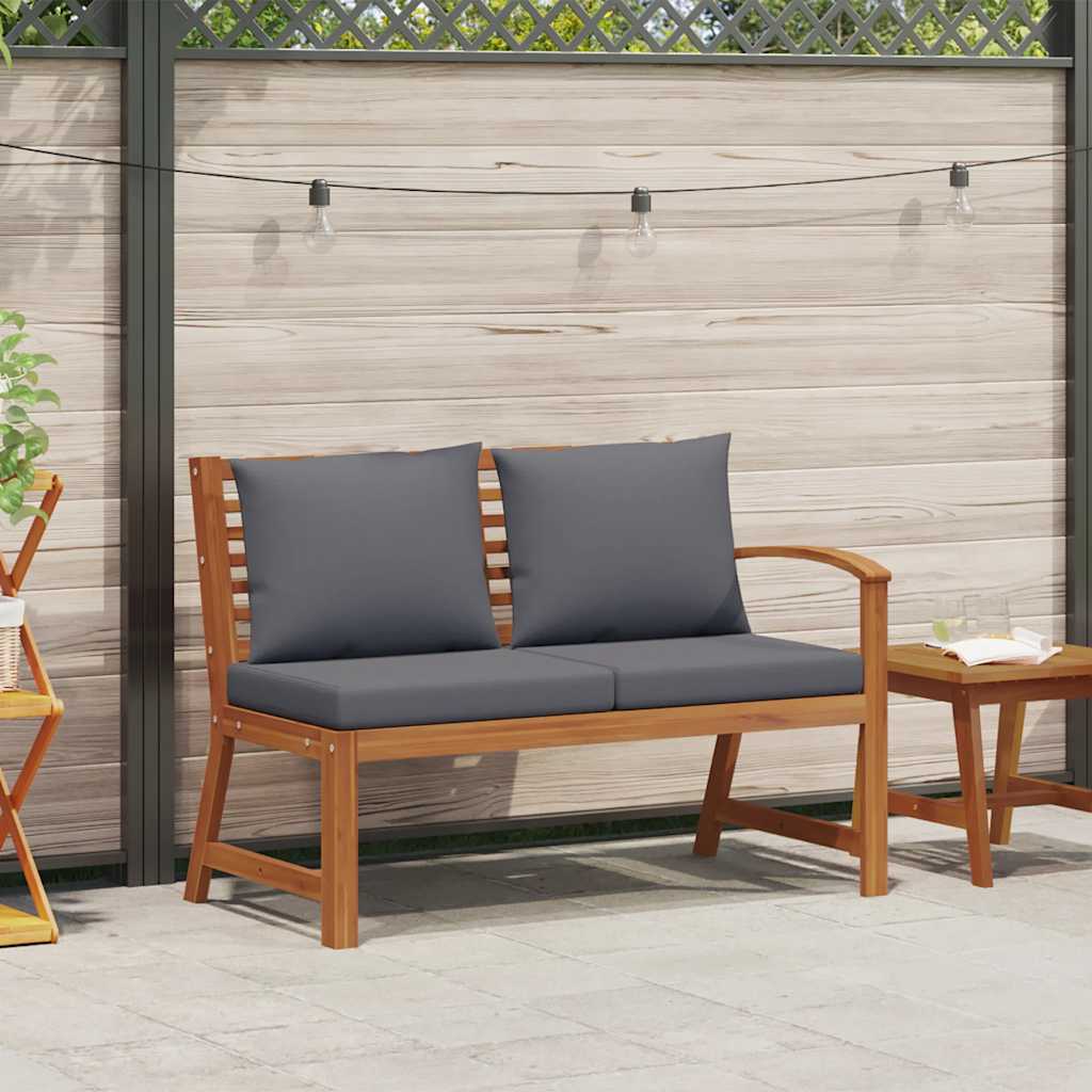 Banco de jardim 114,5 cm com almofadão cinzento-escuro acácia