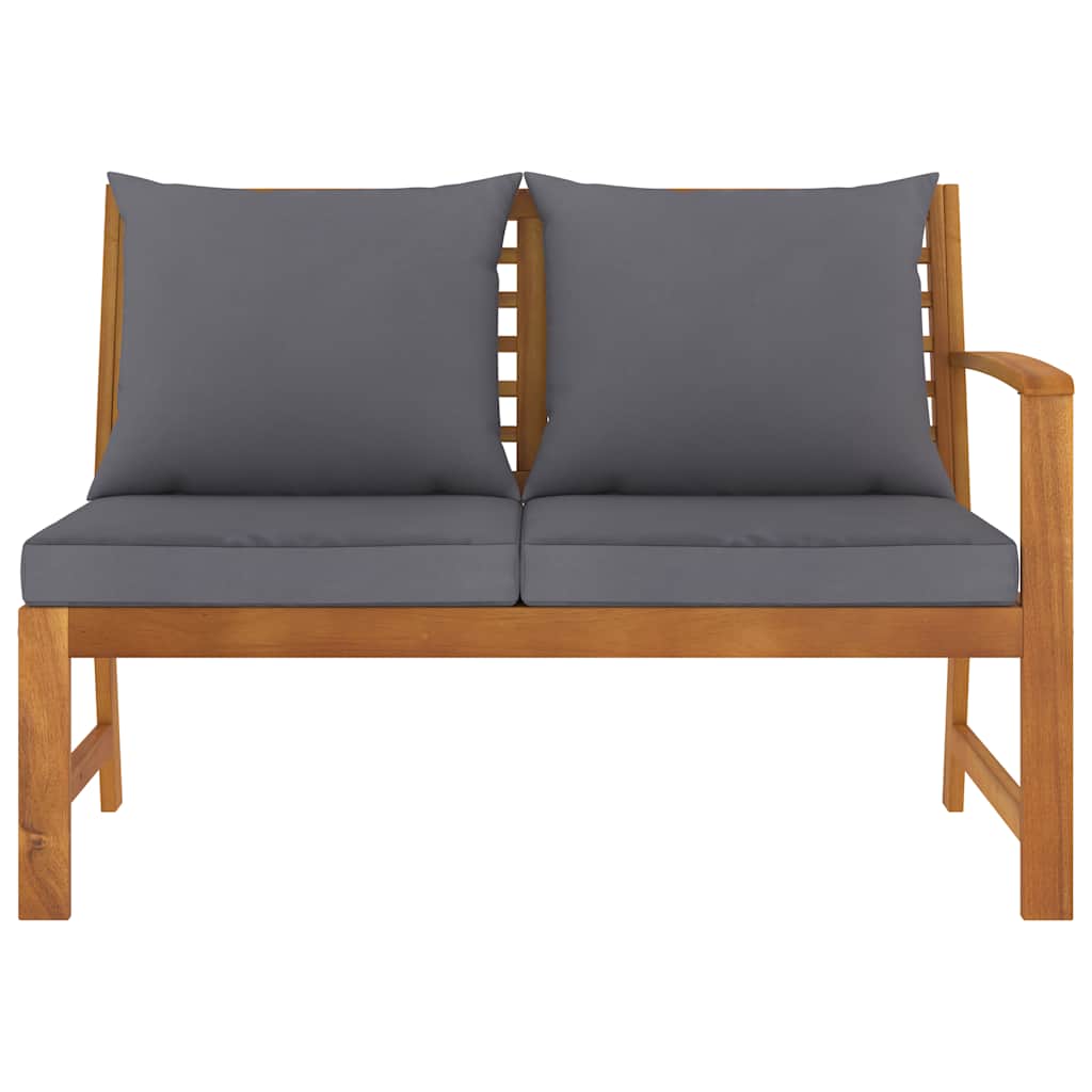 Banco de jardim 114,5 cm com almofadão cinzento-escuro acácia