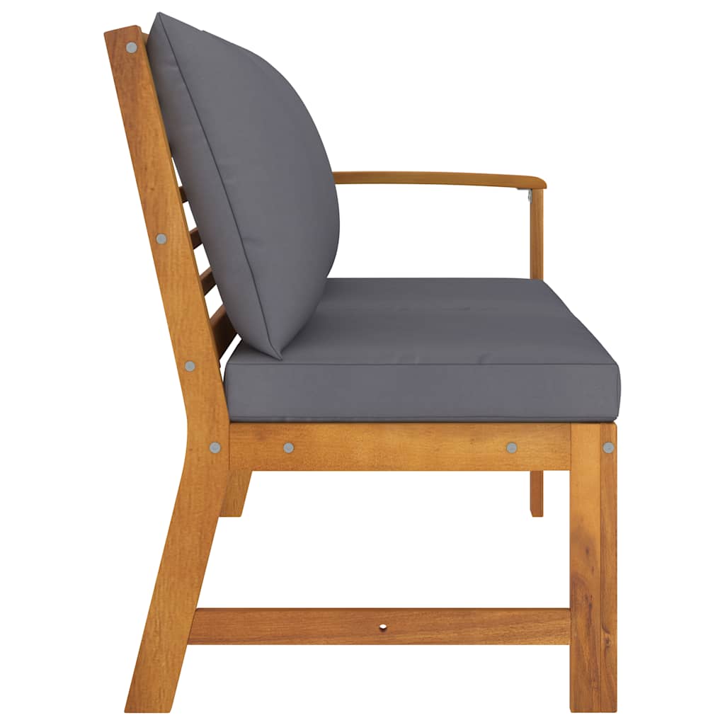 Banco de jardim 114,5 cm com almofadão cinzento-escuro acácia
