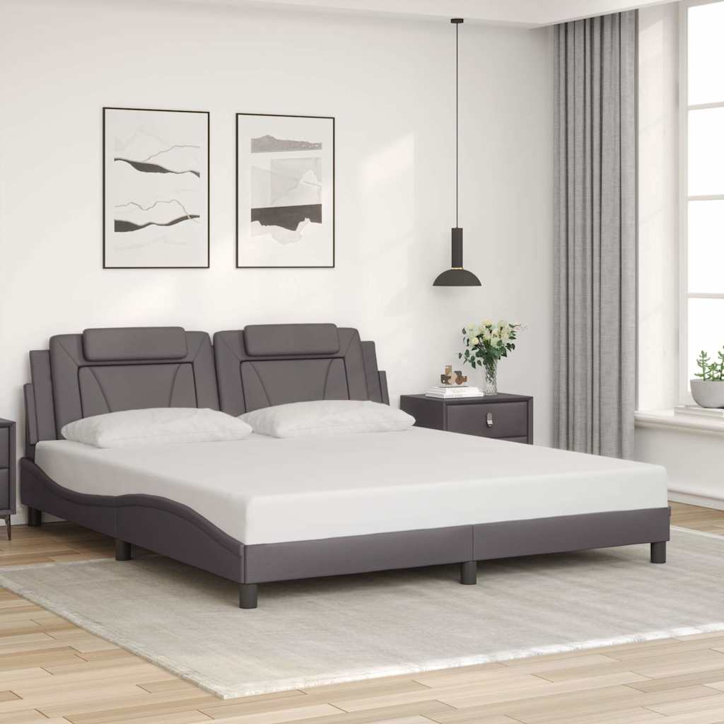Estrutura de cama viana sem colchão 180x200cm couro artificial cinzento