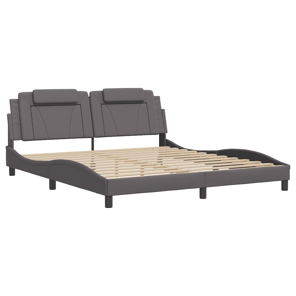 Estrutura de cama viana sem colchão 180x200cm couro artificial cinzento