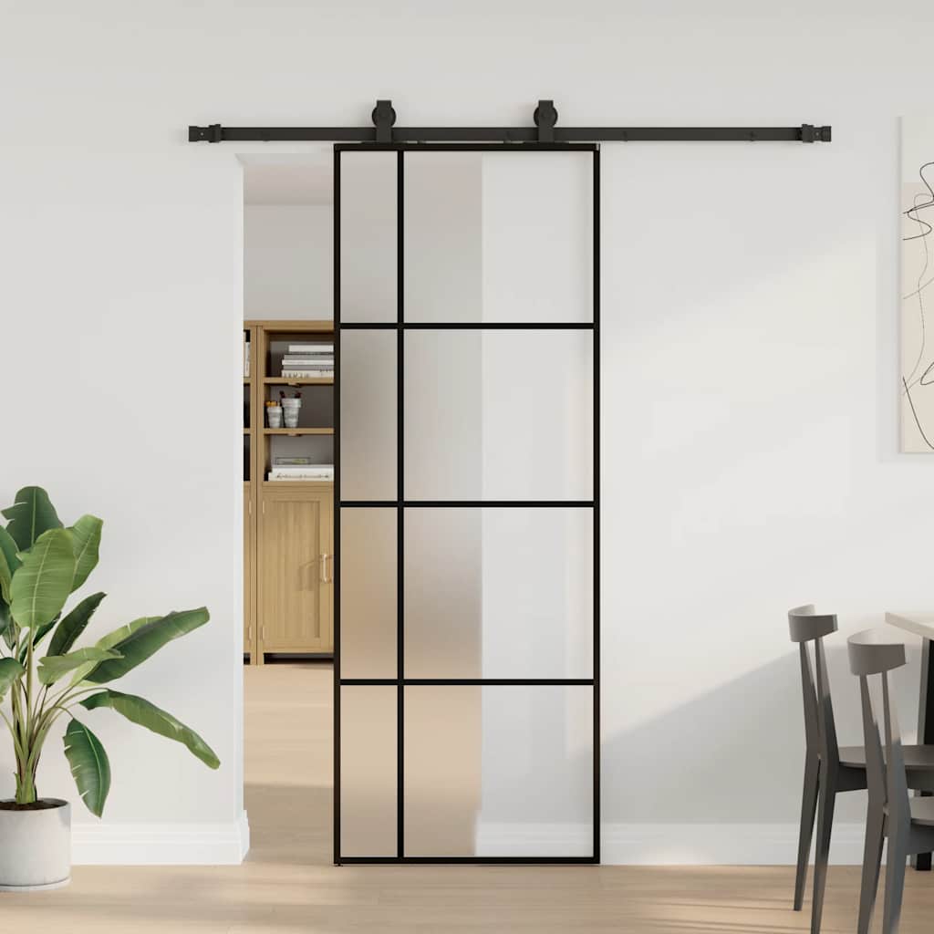 Porta deslizante c/ conj. ferragens 76x205cm vidro esg preto