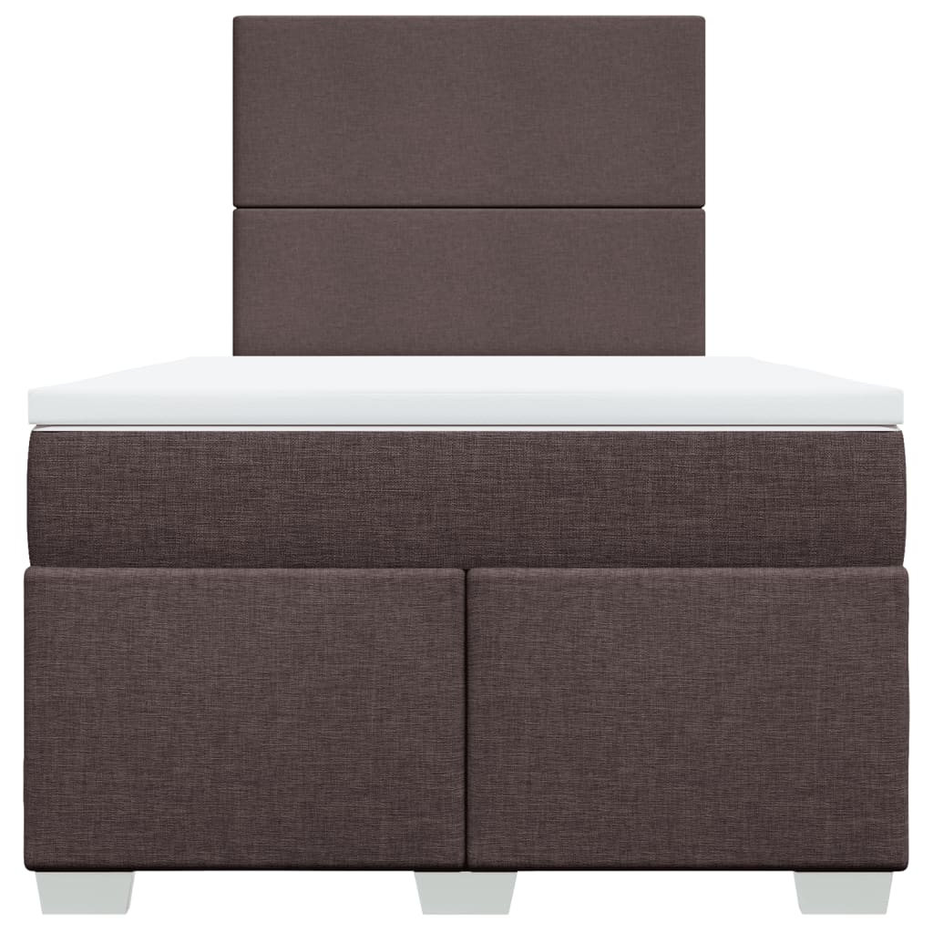 Cama boxspring com colchão 120x190 cm tecido castanho-escuro