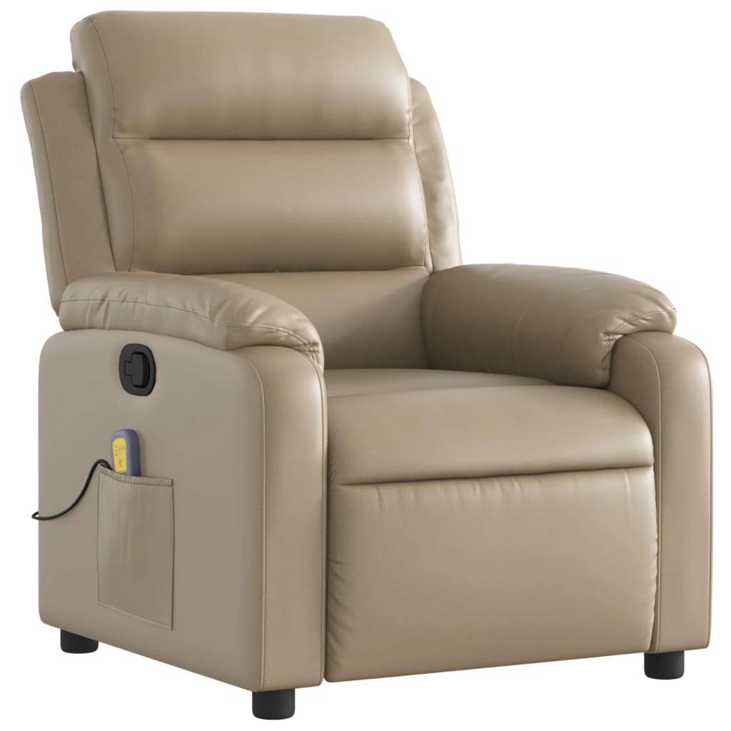 Poltrona de massagens reclinável couro artificial cappuccino