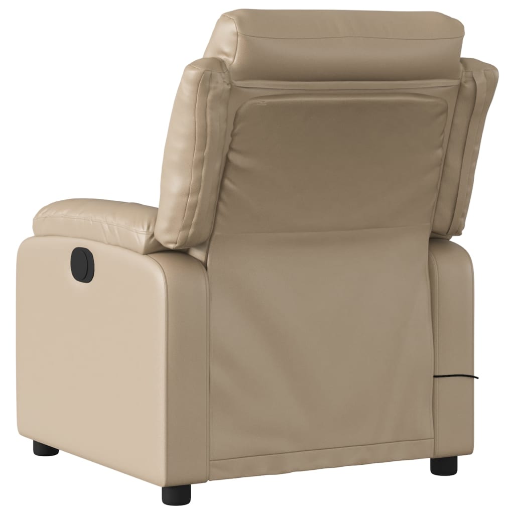 Poltrona de massagens reclinável couro artificial cappuccino
