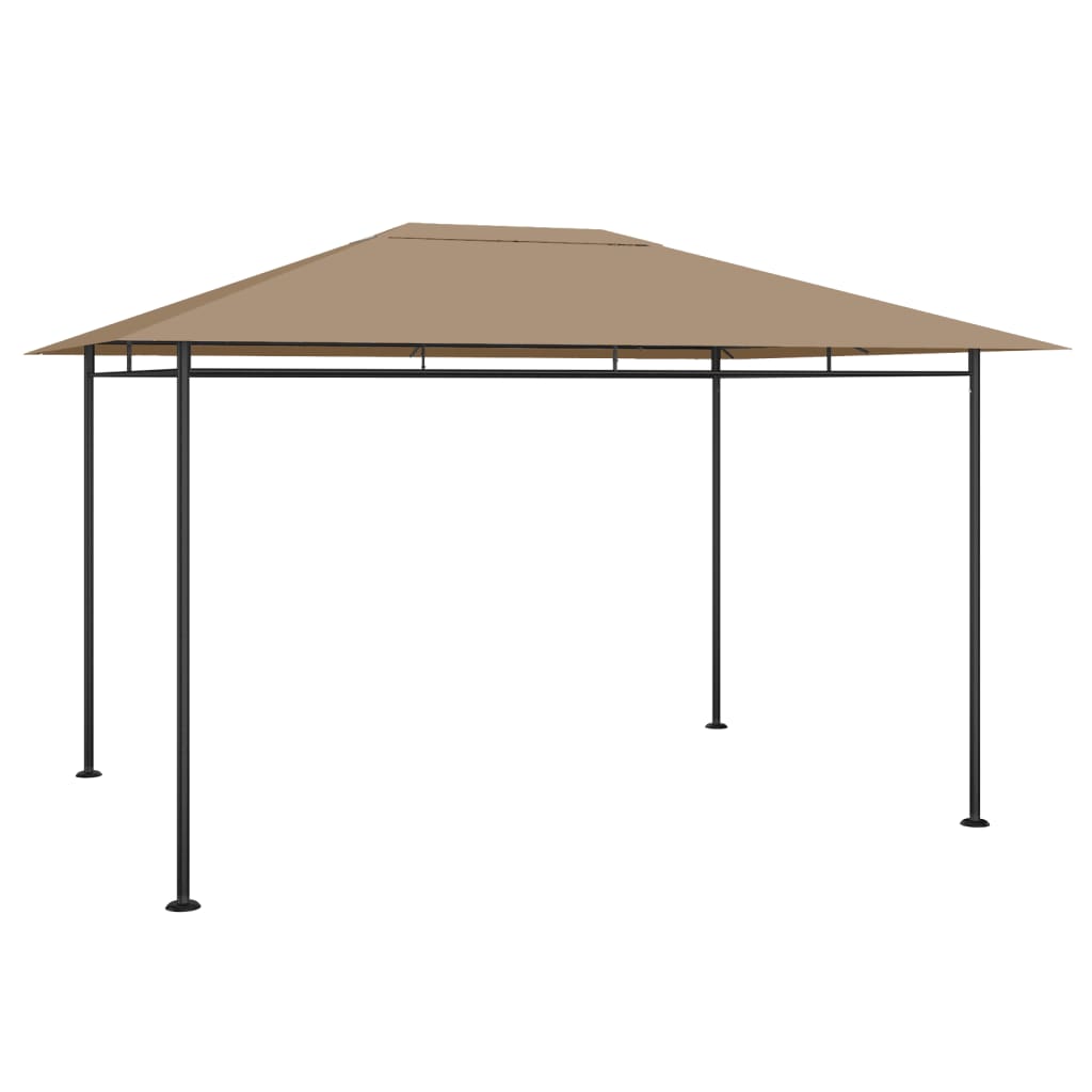 Gazebo 384x281x270 cm 180 g/m² cinzento-acastanhado