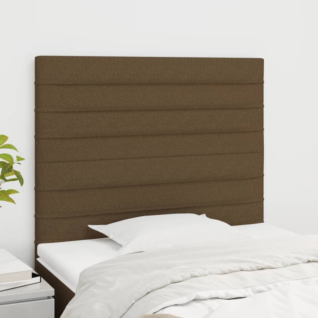 Cabeceira 90x5x118/128 cm tecido castanho escuro