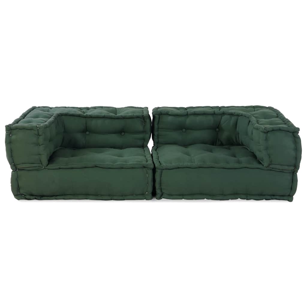 Sofá modular de 2 lugares 140x70x36 cm tecido verde