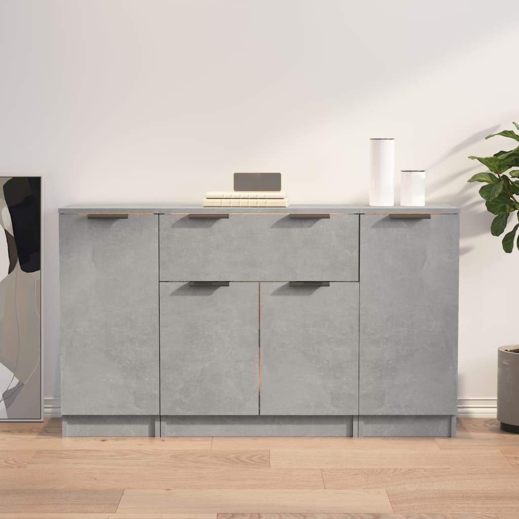 Aparadores 3 pcs derivados de madeira cinzento cimento