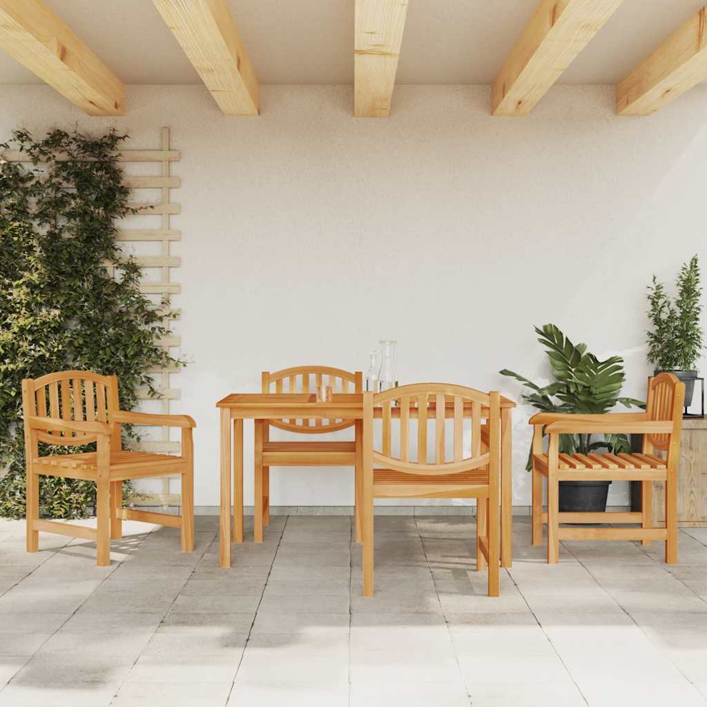 5 Pcs conjunto de jantar p/ jardim madeira de teca maciça