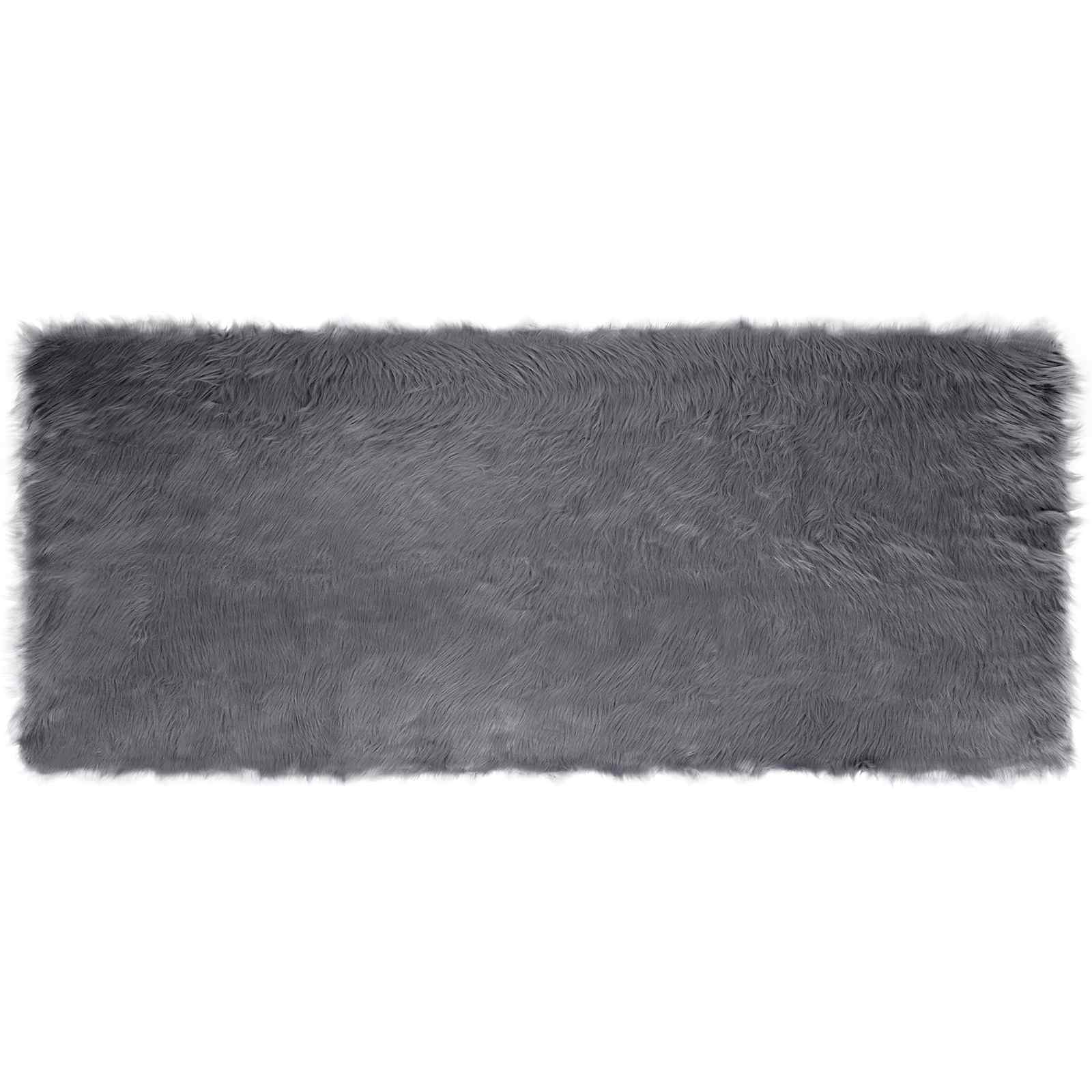 Tapete de de ovelha sintética tafalla antracite 80 x 200 cm