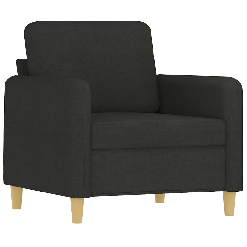 3 Pcs conjunto de sofás com almofadões tecido preto