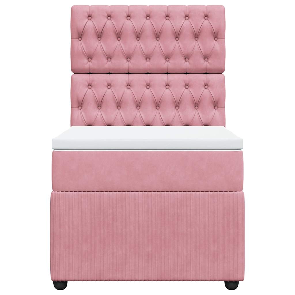 Cama com molas/colchão 100x200 cm veludo rosa