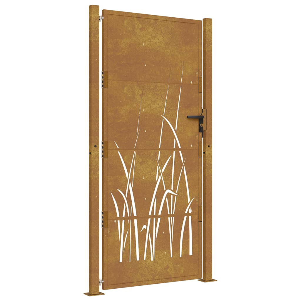 Portão de jardim 100x175 cm aço corten design erva