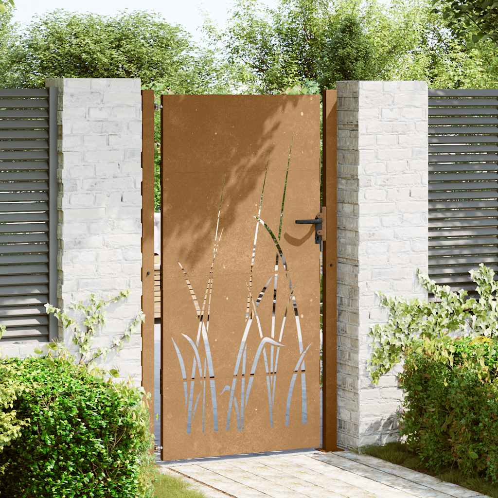 Portão de jardim 100x175 cm aço corten design erva