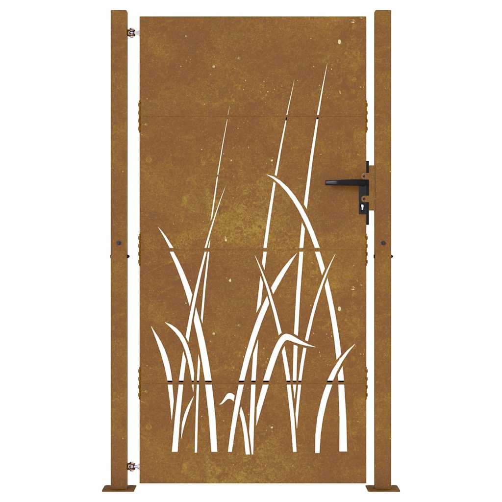 Portão de jardim 100x175 cm aço corten design erva