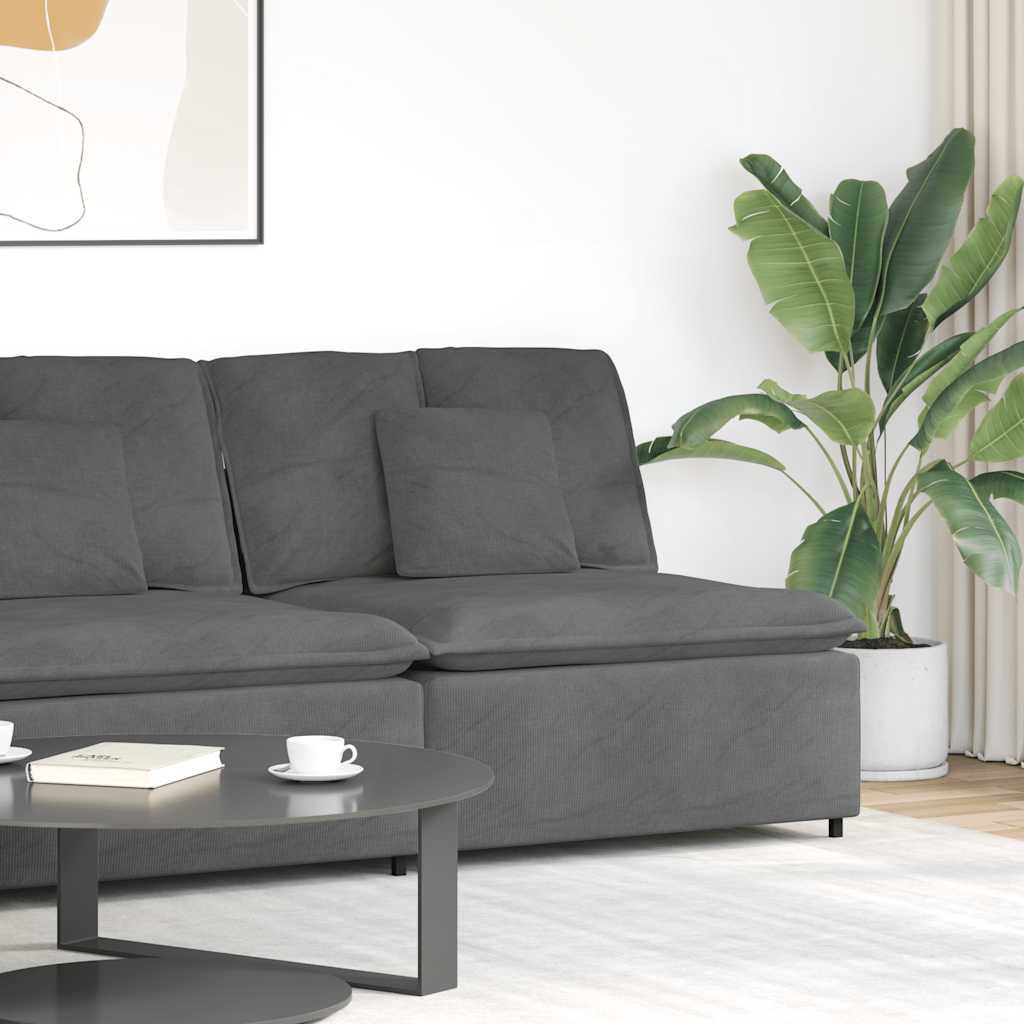 Módulo central para sofá modular com almofadas, cinza escuro, 100 cm