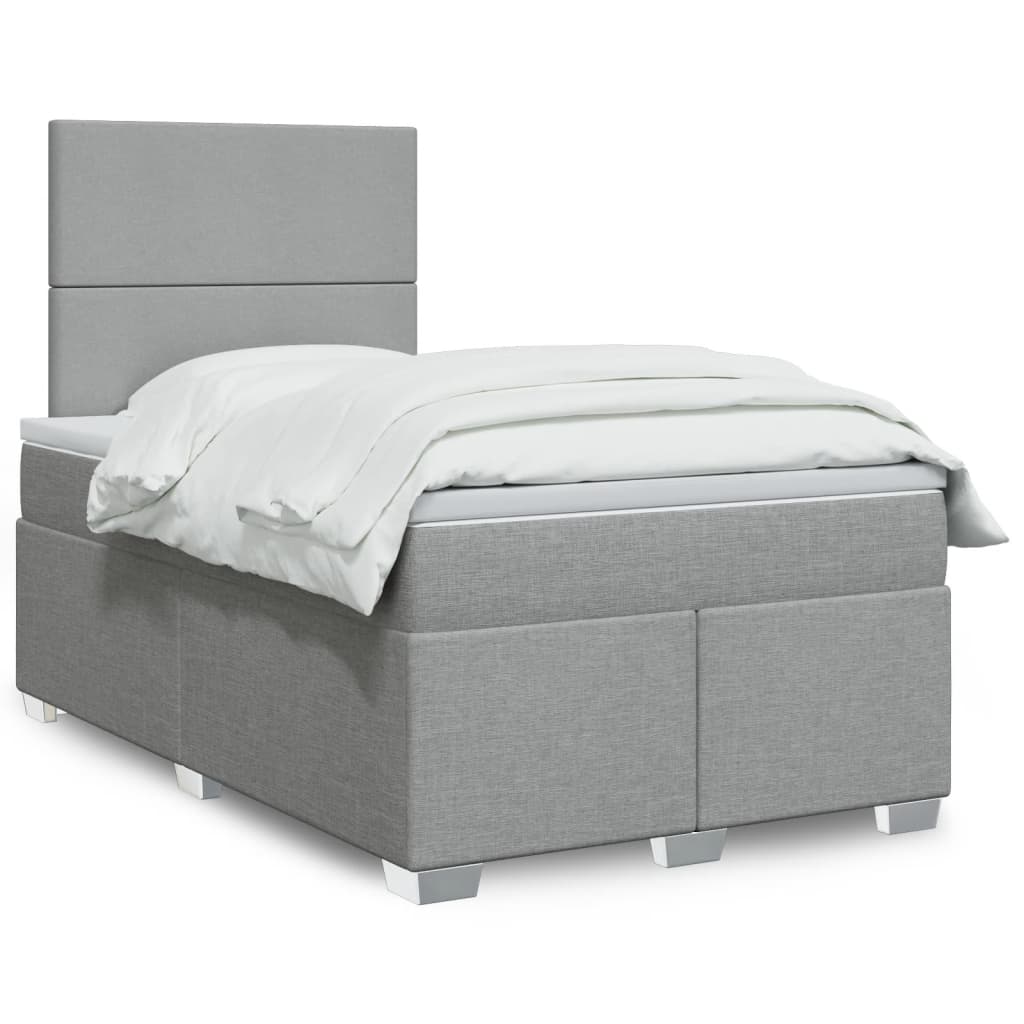 Cama com molas/colchão 120x200 cm tecido cinza-claro