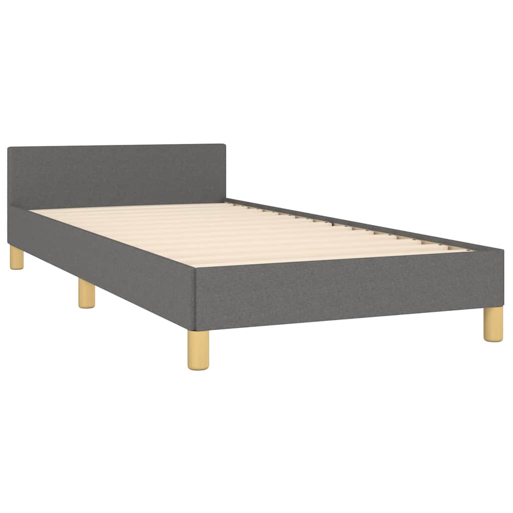 Estrutura de cama sem colchão 80x200 cm tecido cinzento-escuro