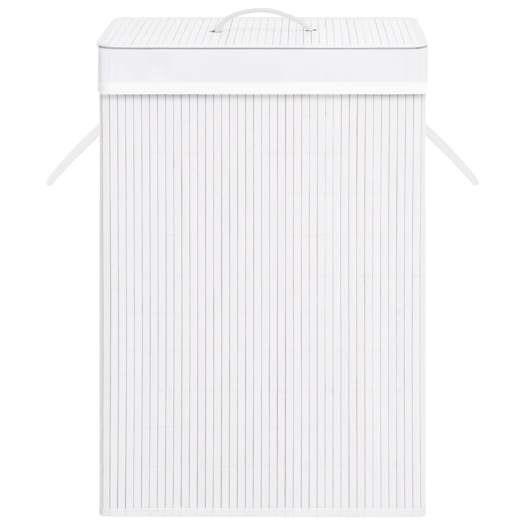 Cesto para roupa suja c/ secção única bambu branco