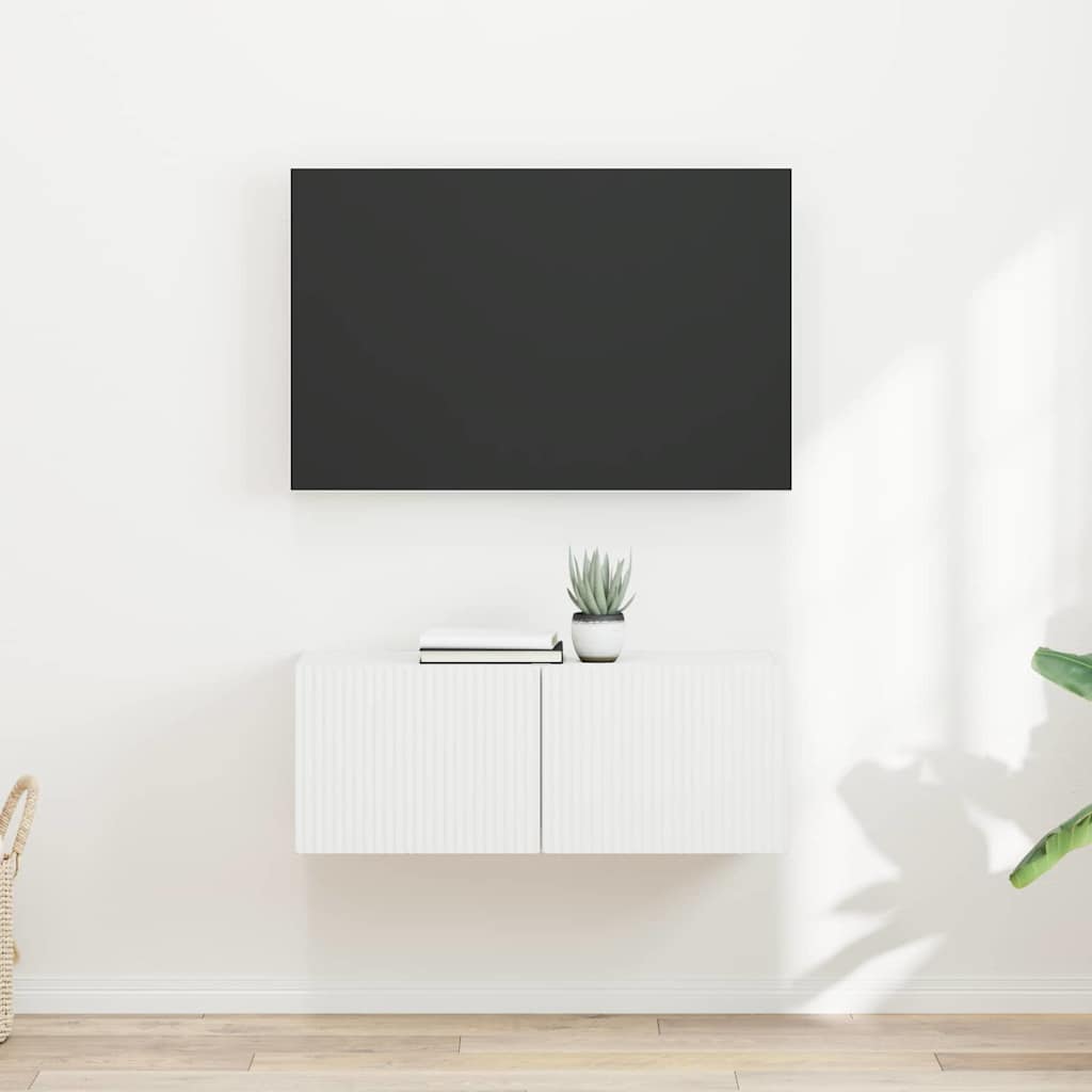 Armário de TV de parede 2 unid. branco derivados de madeira