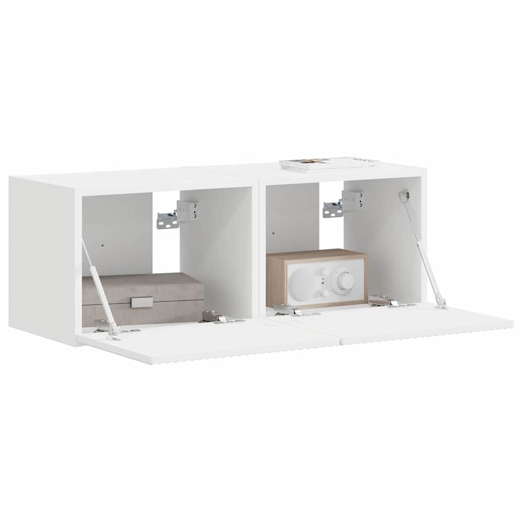 Armário de TV de parede 2 unid. branco derivados de madeira