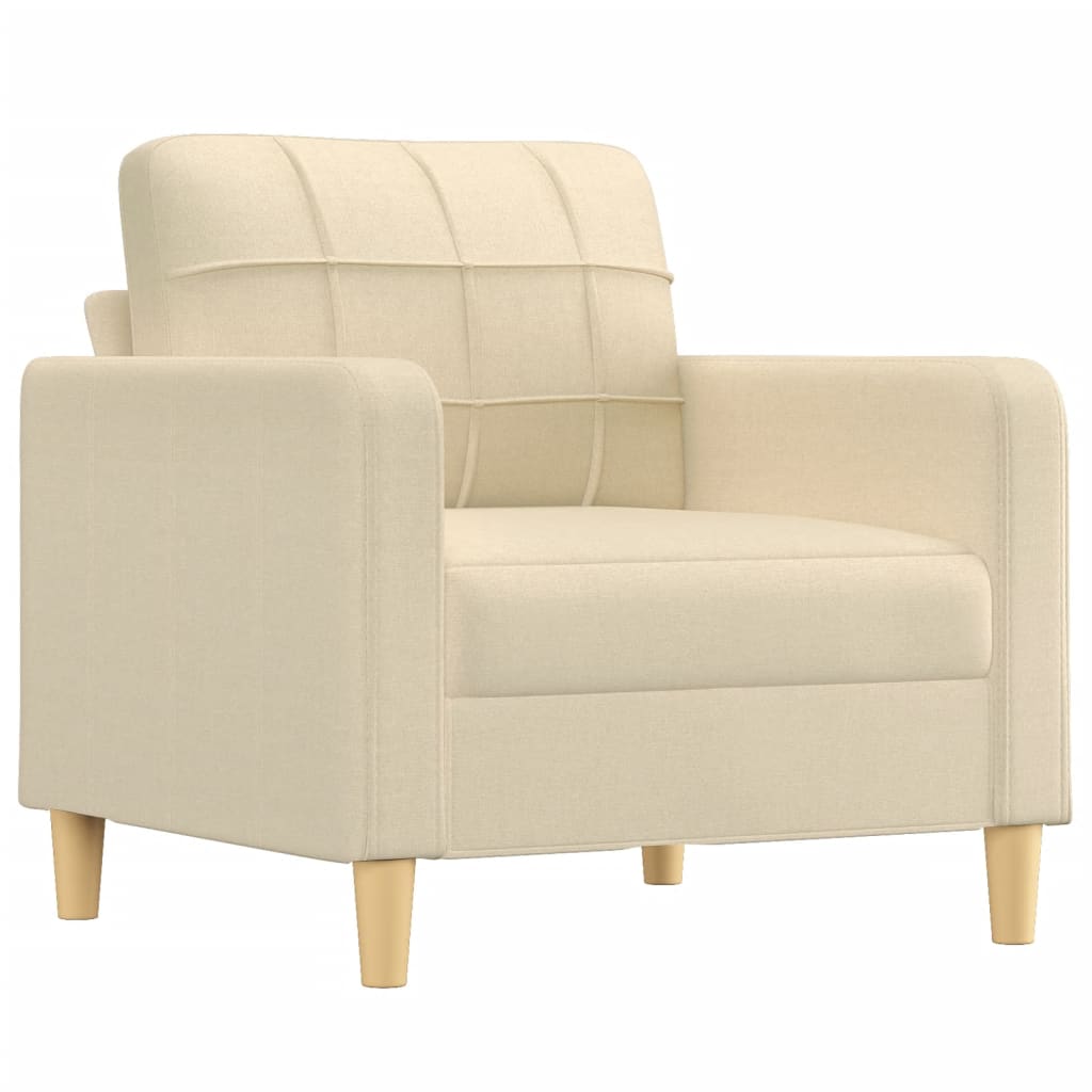 4 Pcs conjunto de sofás com almofadões tecido cor creme