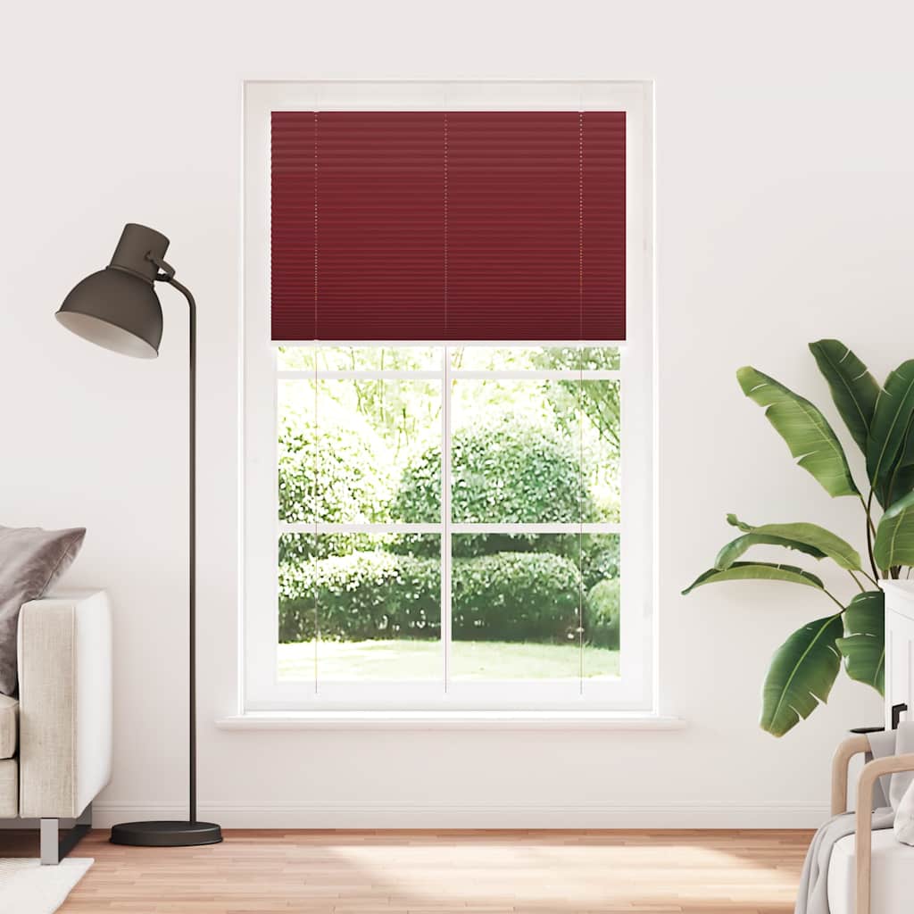 Plissado cego bordéus vermelho 115x200 cm largura tecido