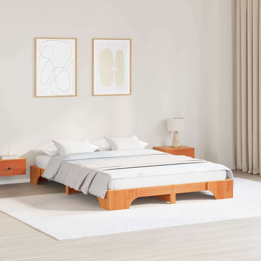 Estrutura da cama marrom cera 150 x 200 cm