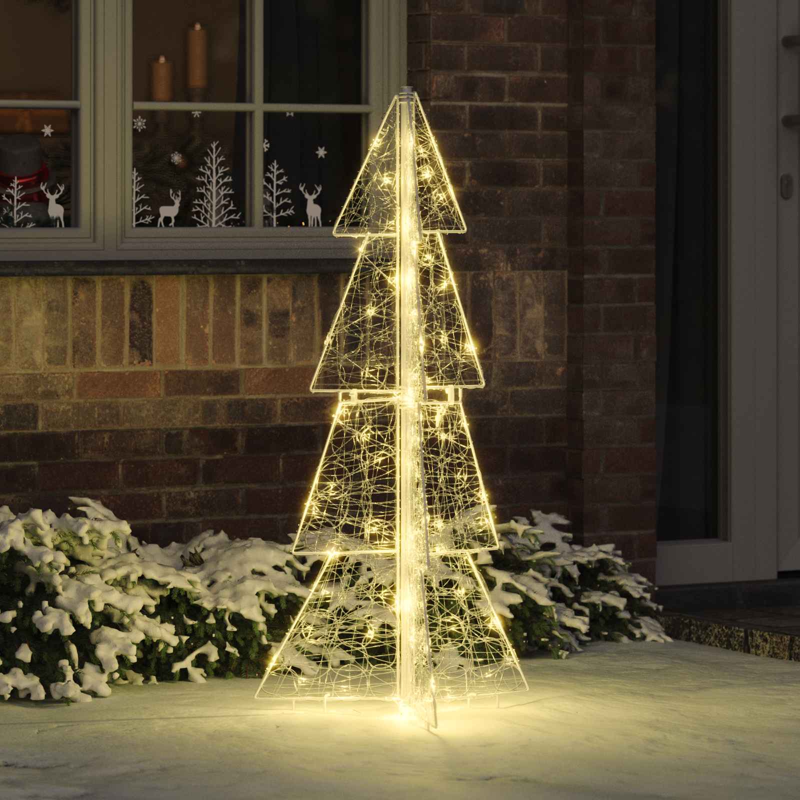 Árvore de natal com 100 leds branco quente 120 cm acrílo