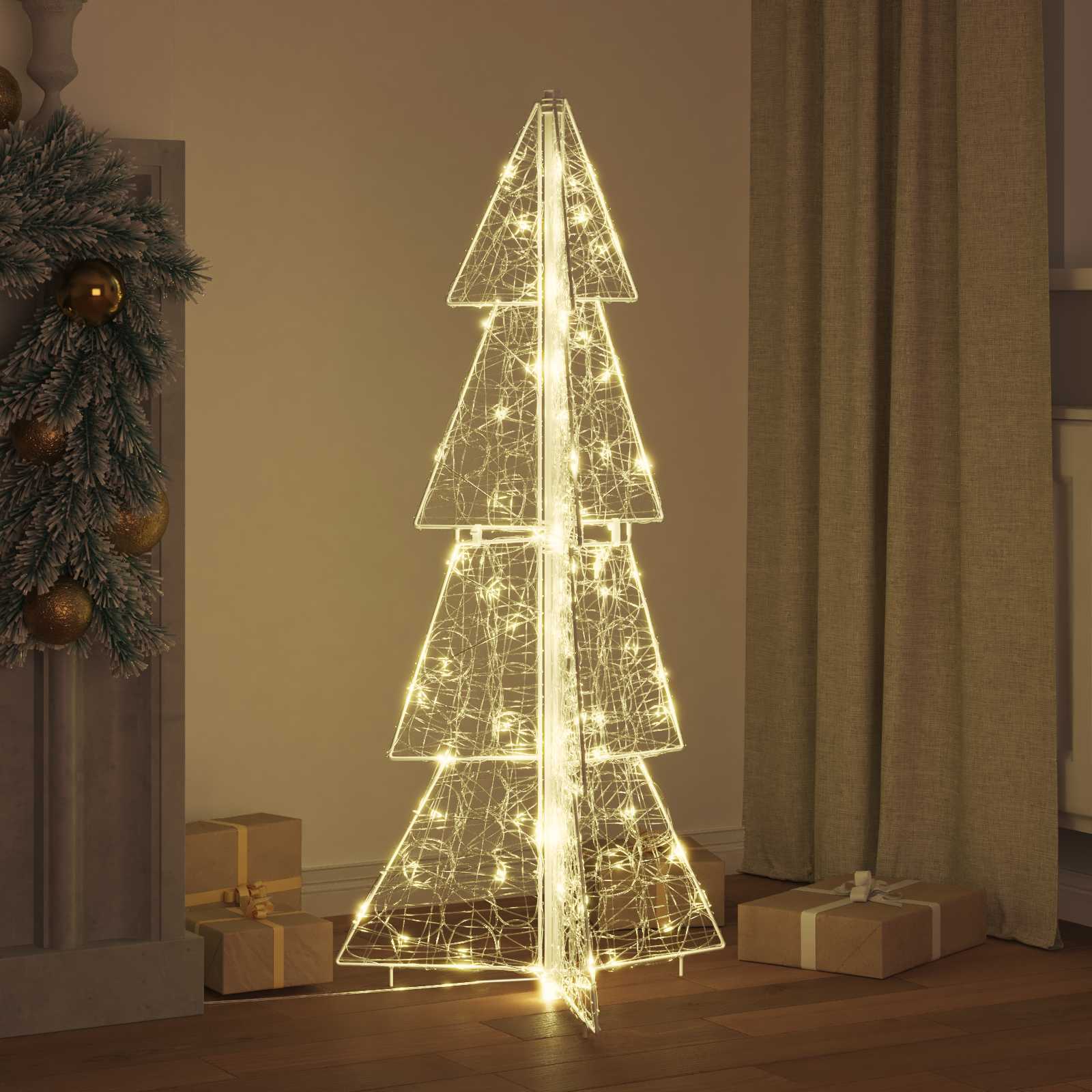 Árvore de natal com 100 leds branco quente 120 cm acrílo