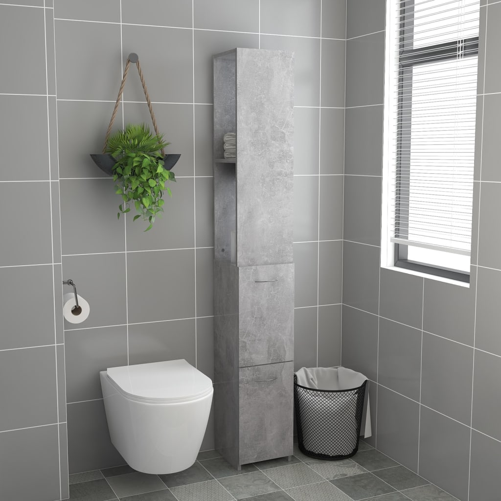 Armário wc 25x26,5x170 cm derivados de madeira cinzento cimento