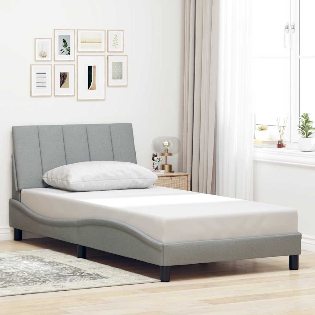 Estrutura de cama sem colchão hanko 100x200 cm tecido cinzento-claro