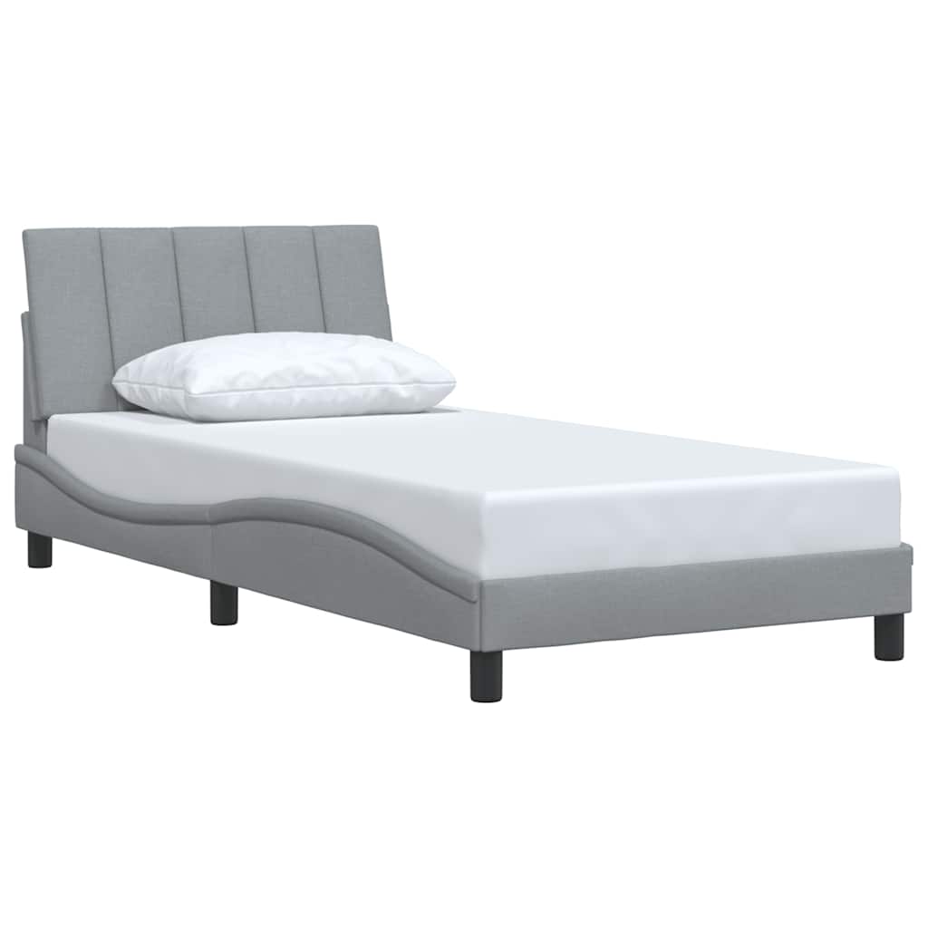 Estrutura de cama sem colchão hanko 100x200 cm tecido cinzento-claro