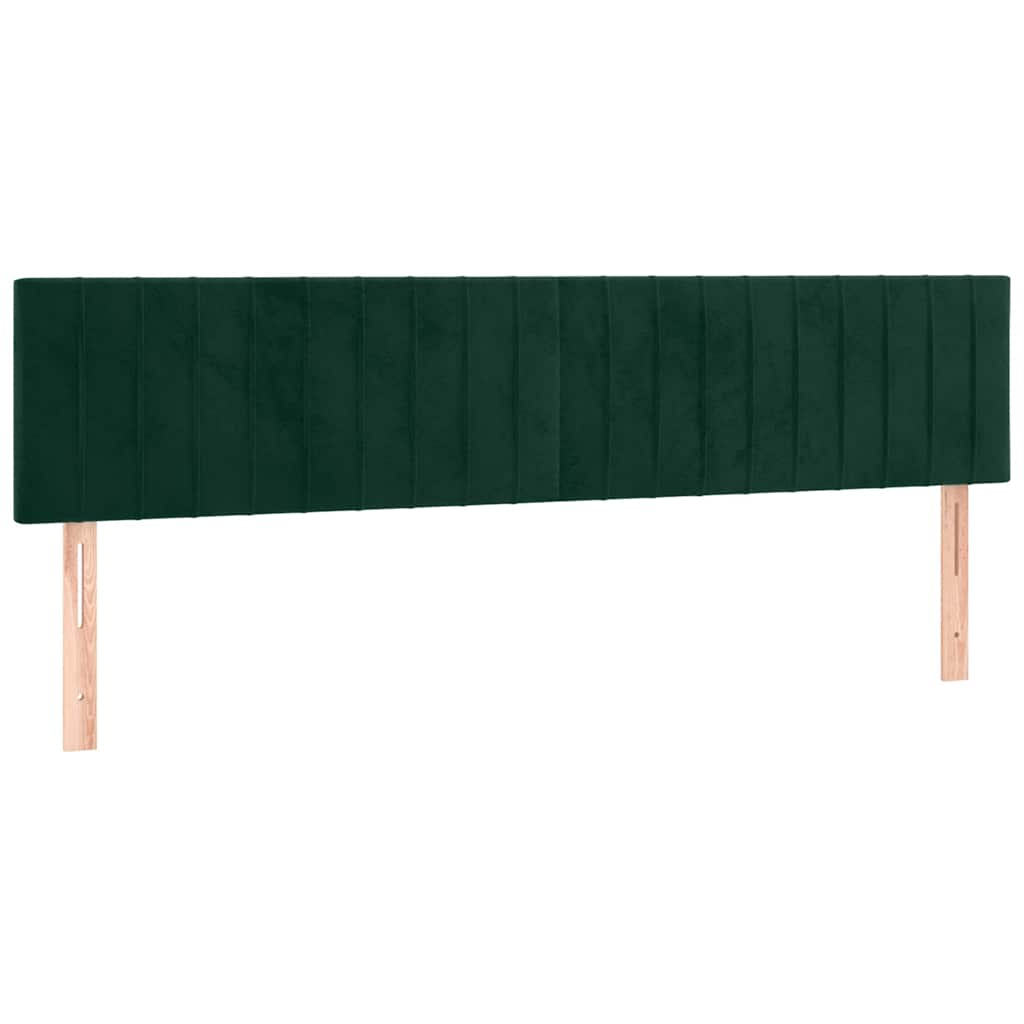 Cabeceira de cama c/luzes LED veludo 180x5x78/88cm verde-escuro