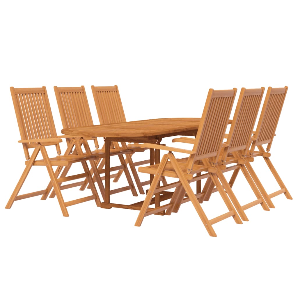 7 Pcs conjunto de jantar para jardim madeira de acácia maciça 160-240 cm