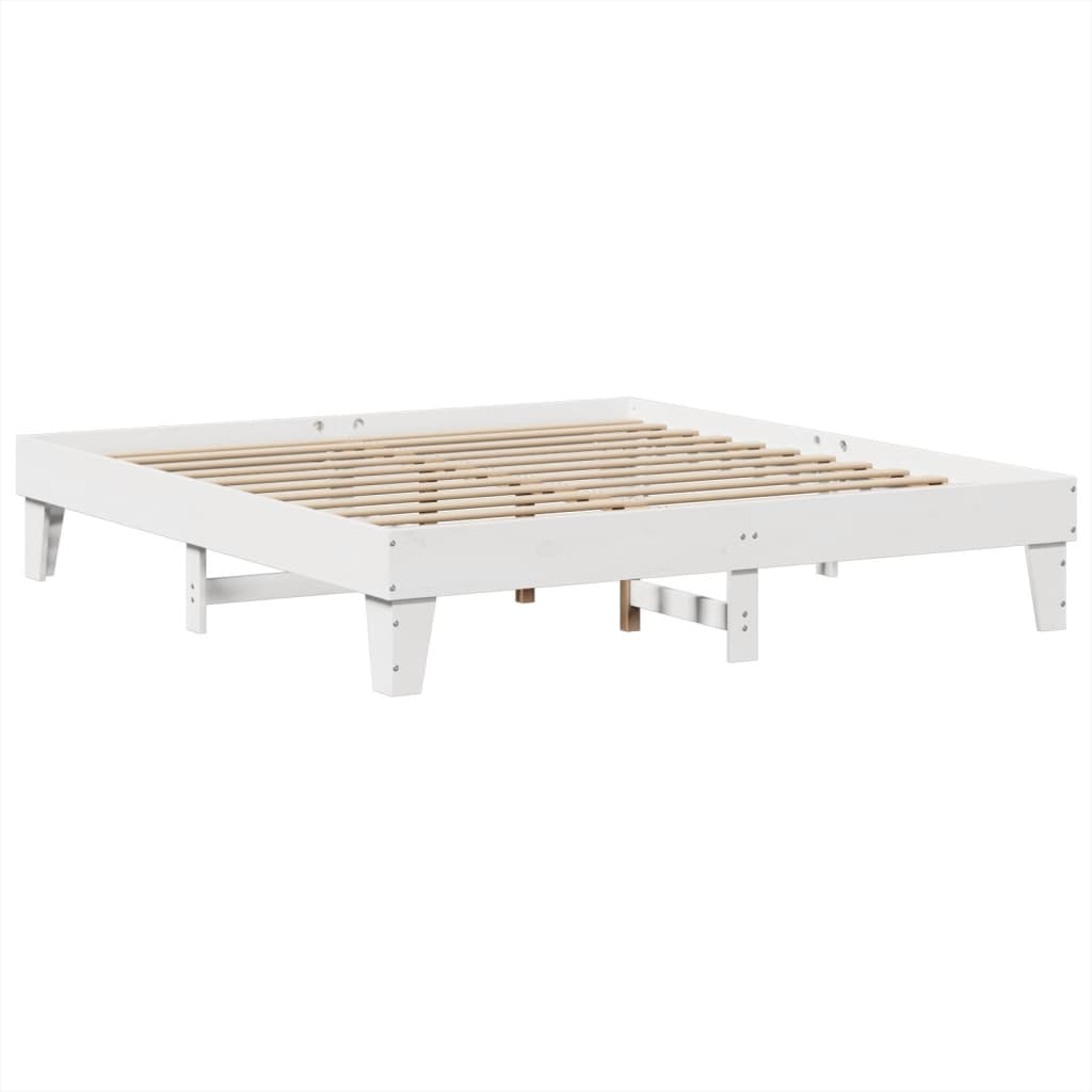 Cama sem colchão 200x200 cm madeira de pinho maciça branco