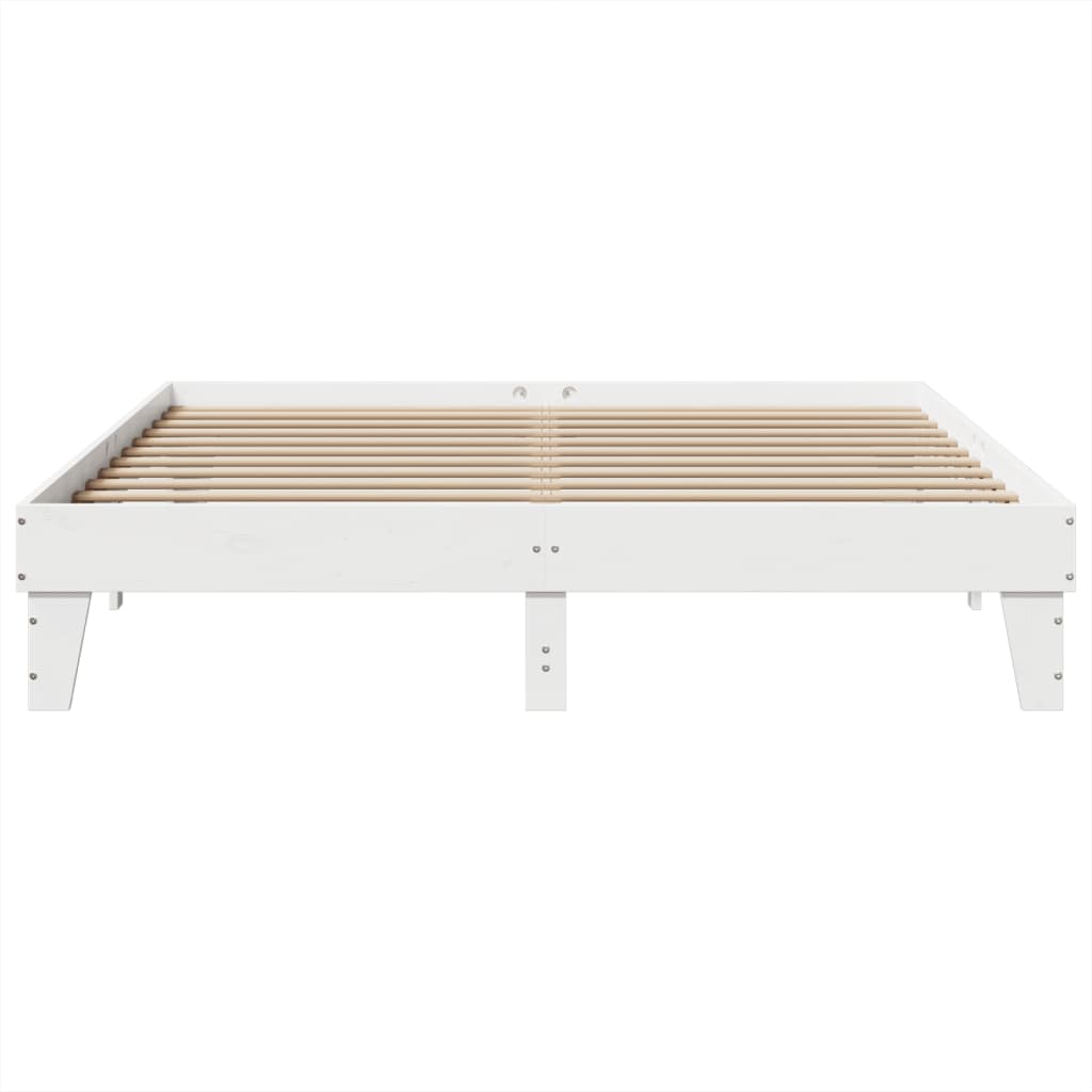 Cama sem colchão 200x200 cm madeira de pinho maciça branco