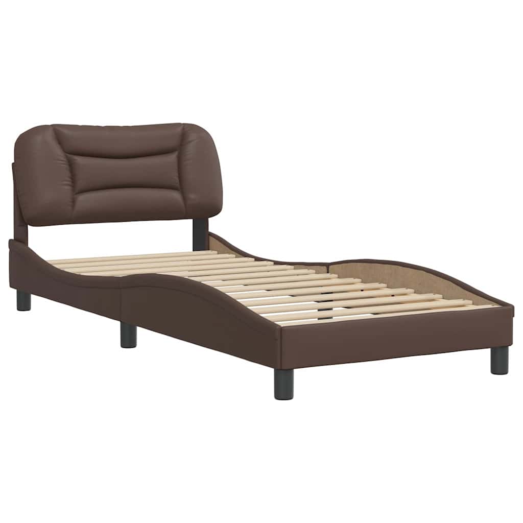 Estrutura de cama sem colchão hvar couro artificial 80x200 cm castanho