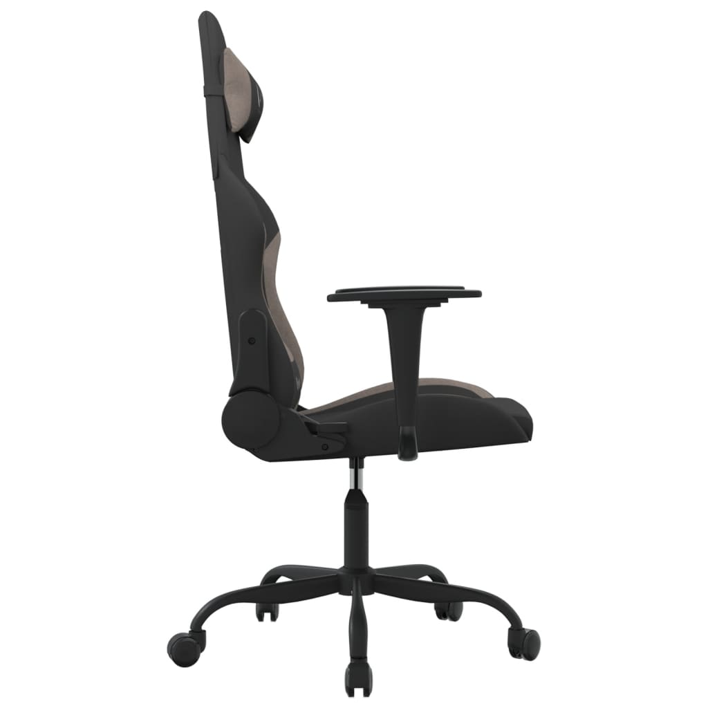 Cadeira gaming de massagens tecido preto/cinzento-acastanhado