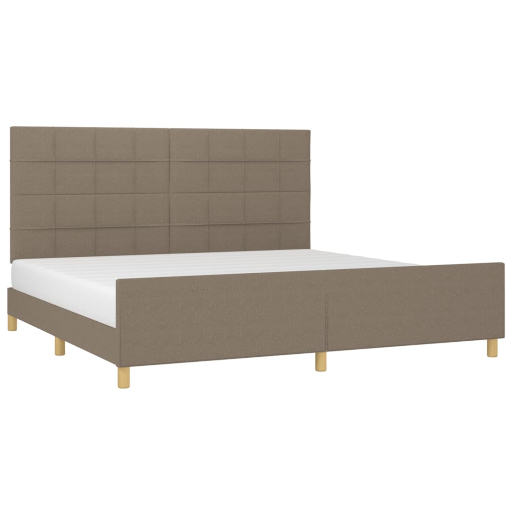 Cama sem colchão 200x200 cm tecido cinzento-acastanhado