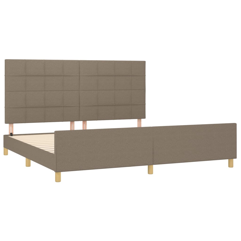 Cama sem colchão 200x200 cm tecido cinzento-acastanhado
