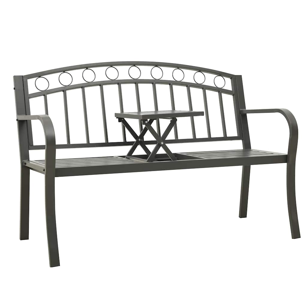 Banco de jardim com mesa 120 cm aço cinzento