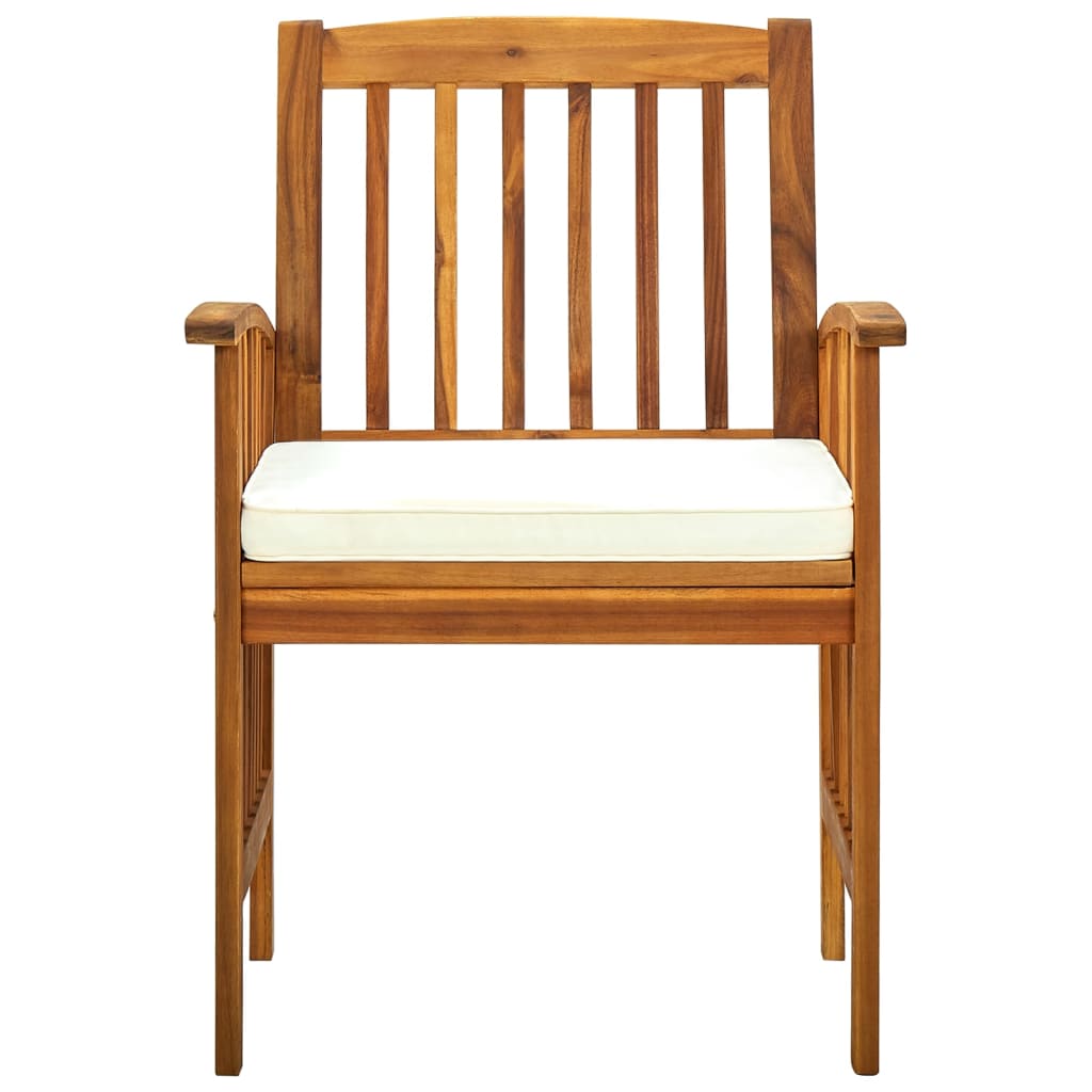 Cadeiras de jantar p/ jardim 3 pcs c/ almofadões acácia maciça