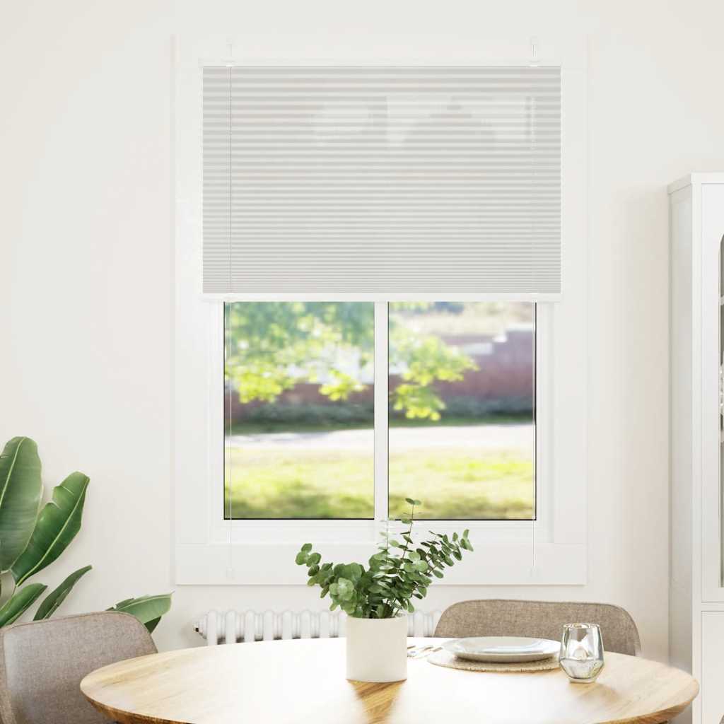 Cinzento luz plissada cega 85x150 cm largura tecido 84,4 cm