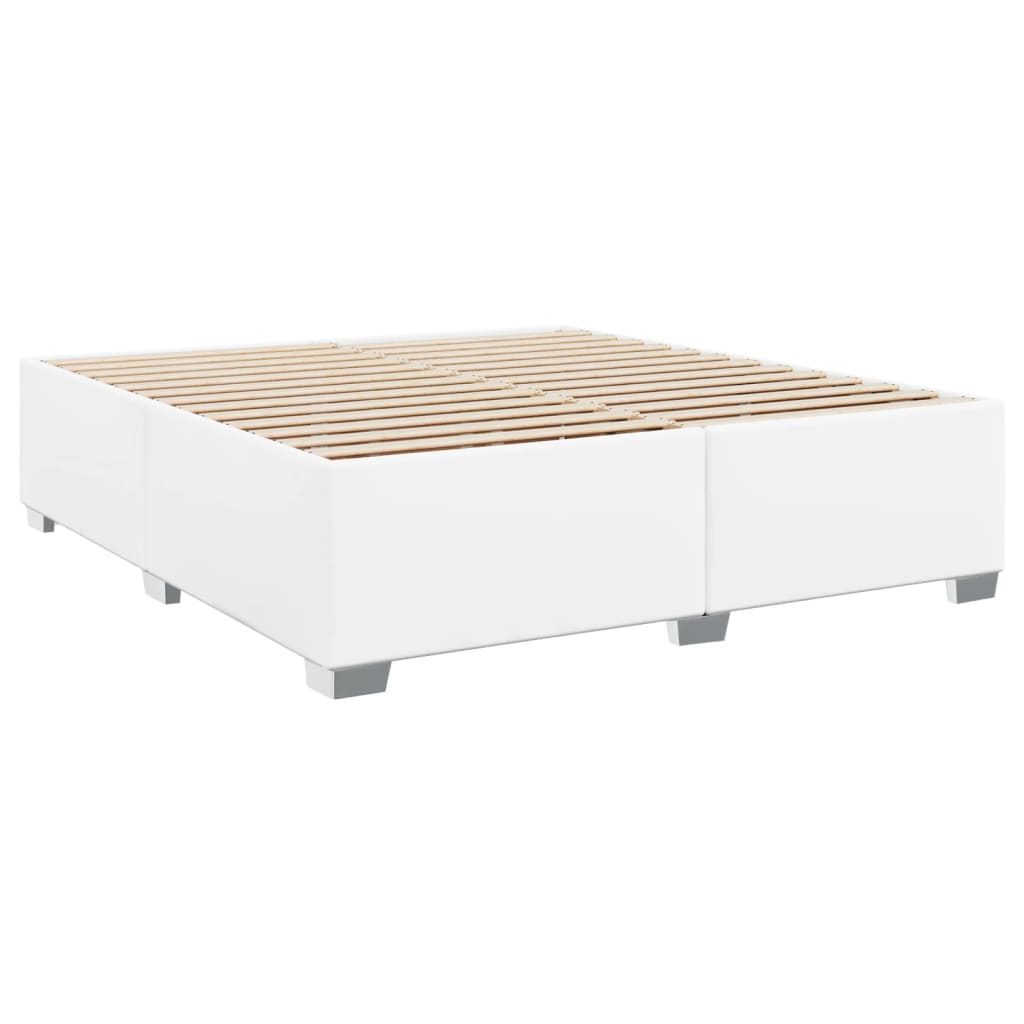 Estrutura de cama 200x200 cm couro artificial branco