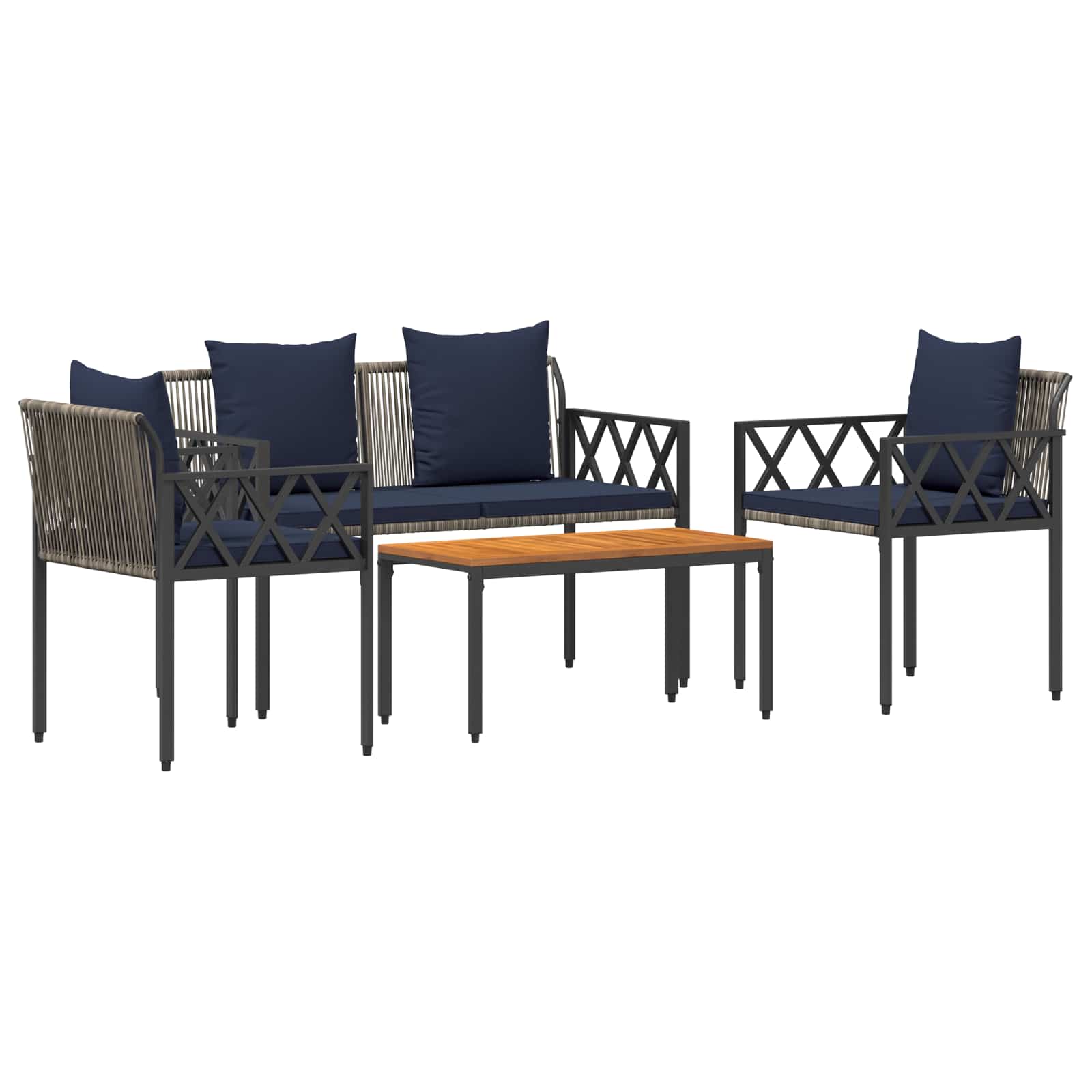 Conjunto de móveis para exterior 4 unid. cinza e azul marinho