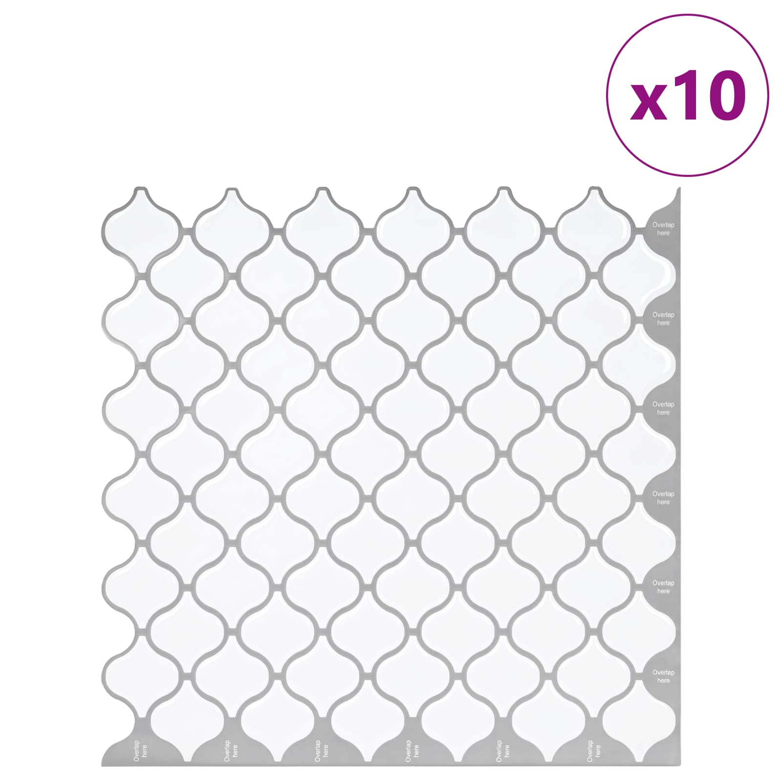 Azulejo lanturn 10 unid. branco 27 x 27 cm poliuretano e PET