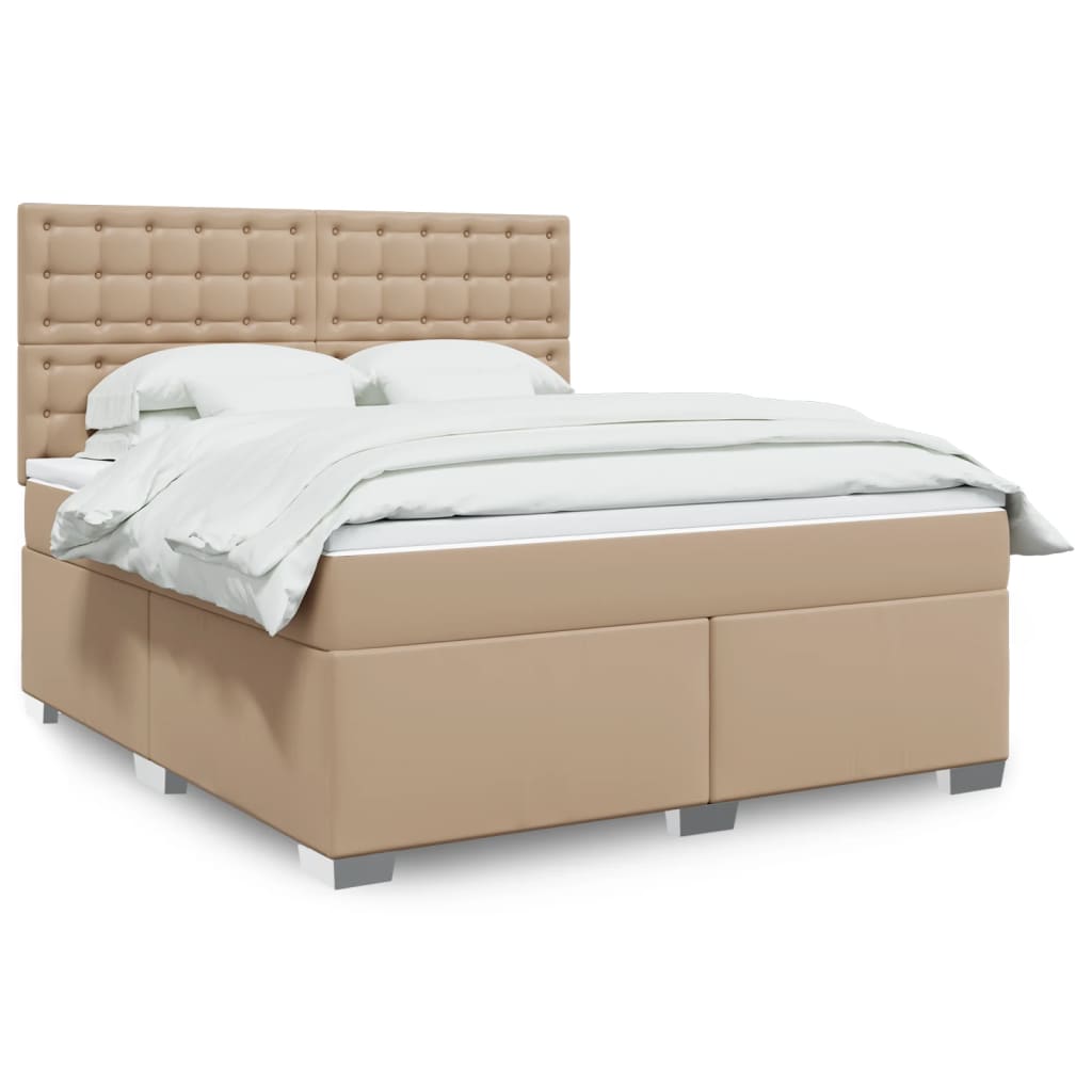 Cama com molas/colchão 180x200 cm couro artificial cappuccino
