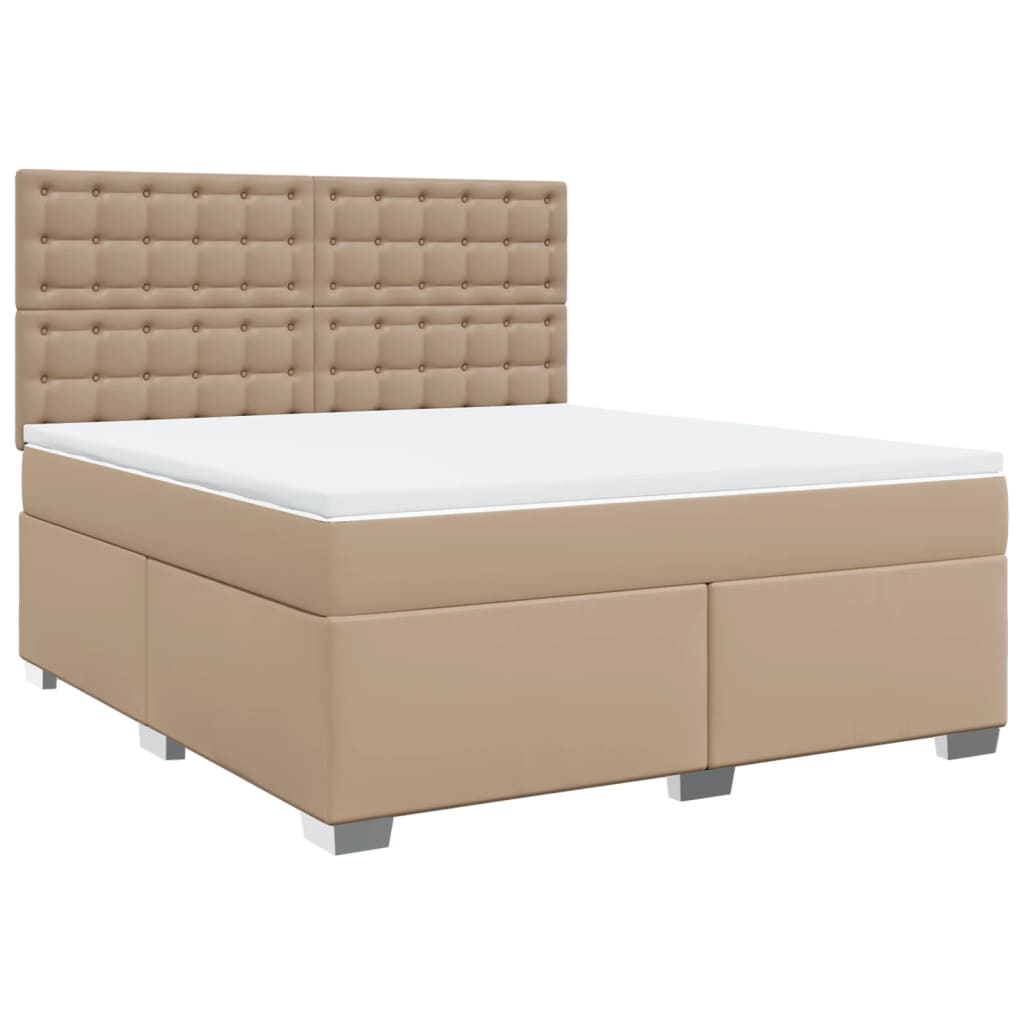 Cama com molas/colchão 180x200 cm couro artificial cappuccino